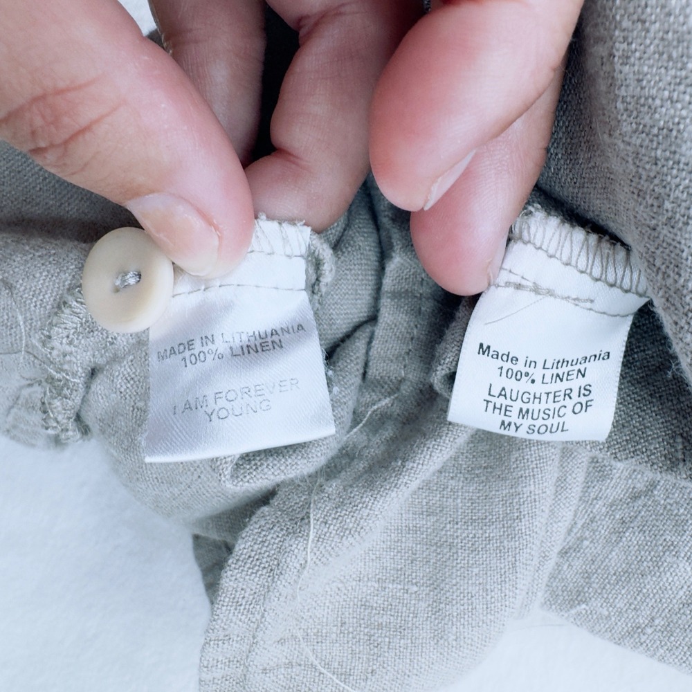 FLAX 100% Linen 2 Piece Set Cardigan and Tank Top Oatmeal Womens 1G Lagenlook - Picture 7 of 12